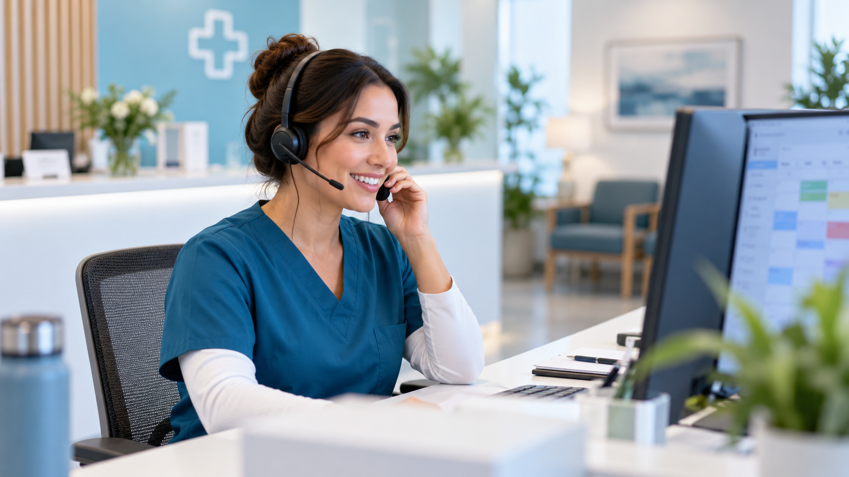 Virtual medical receptionist answering patient calls and scheduling appointments
