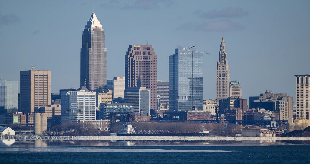 Cleveland skyline from Lakewood Park, January 2026